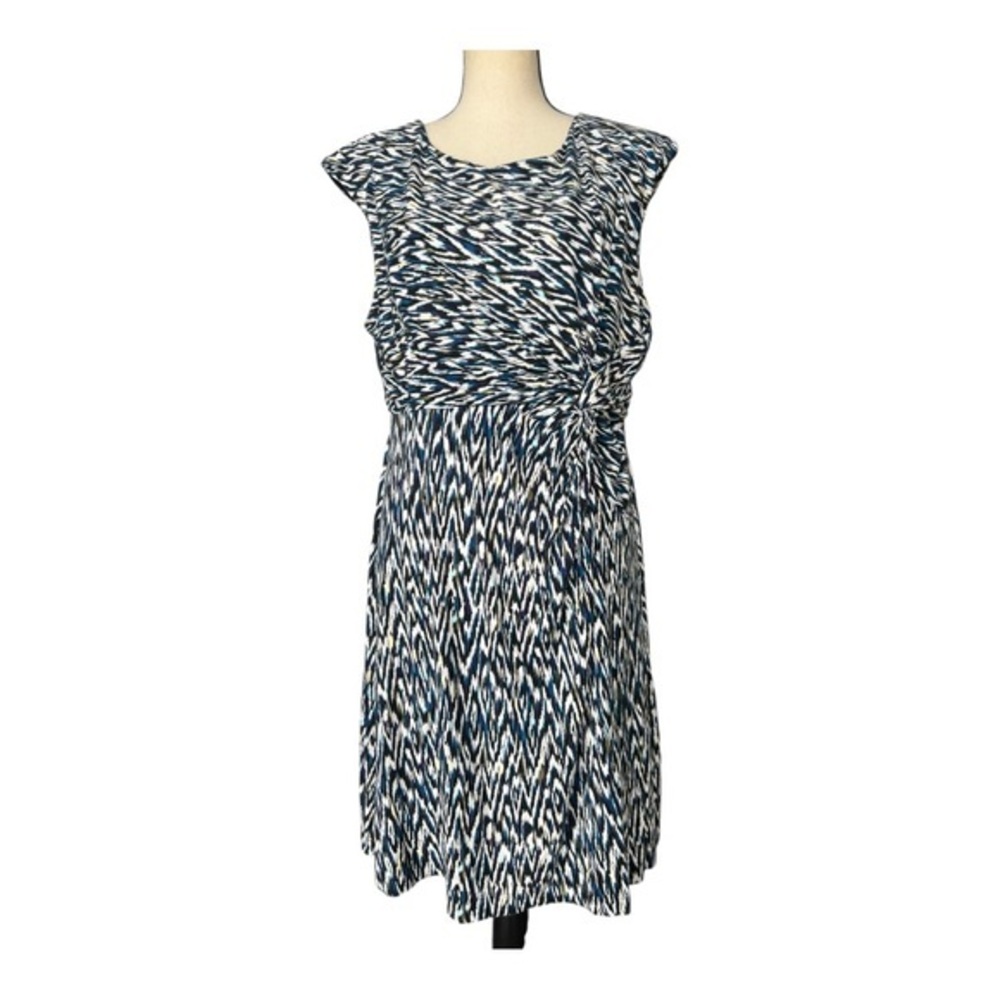 Dana Buchman Black and White Sheath Dress Cowl Neck Midi Size LP
